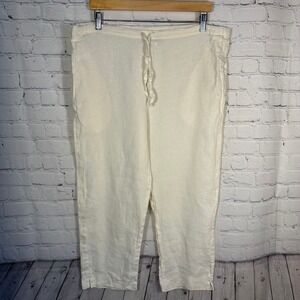 Jams World Linen Drawstring Crop‎ Pants Medium Womens Straight Leg  Pocket